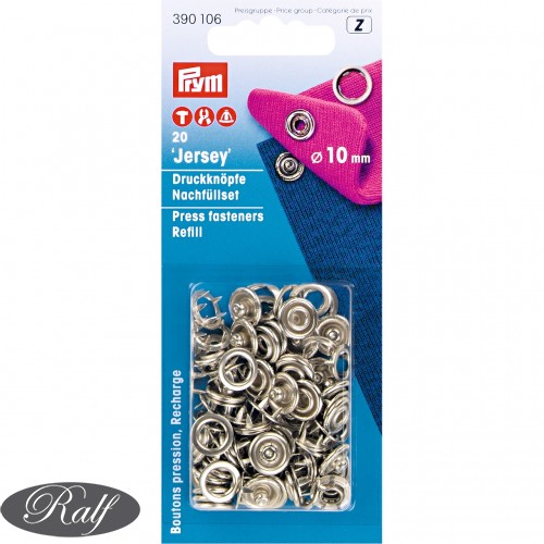 Capse metalice argintii pentru Jersey, 4 elementi - Prym 390106